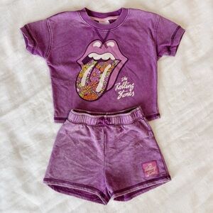 Toddler Girl Rolling Stones Purple Sweat Set